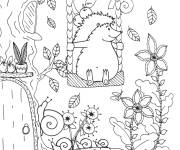 Coloriage H&eacute;risson chevauchant une balan&ccedil;oire