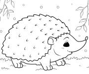 Coloriage H&eacute;risson chibi dans la foret