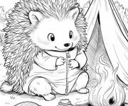 Coloriage H&eacute;risson de camping