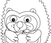 Coloriage H&eacute;risson de dessin anim&eacute; qui aime les pommes