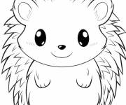 Coloriage et dessins gratuit H&eacute;risson debout sur deux pattes de dessin anim&eacute; à imprimer
