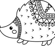 Coloriage H&eacute;risson en forme tribal