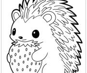 Coloriage H&eacute;risson et fraise pour enfants