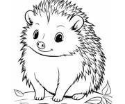 Coloriage H&eacute;risson facile de la foret