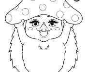 Coloriage H&eacute;risson femelle tenant un champignon