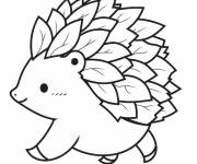 Coloriage H&eacute;risson feuillu mignon simple et