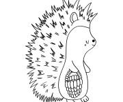 Coloriage et dessins gratuit H&eacute;risson joyeux avec son panier à imprimer