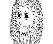 Coloriage et dessins gratuit H&eacute;risson kawaii points &agrave; points à imprimer