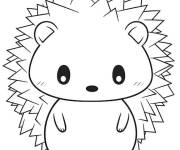 Coloriage H&eacute;risson kwaii gratuit &agrave; colorier