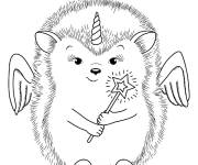 Coloriage H&eacute;risson licorne avec des ailes