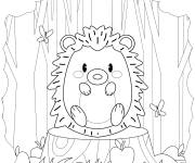 Coloriage H&eacute;risson mignon sous la terre
