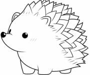 Coloriage et dessins gratuit H&eacute;risson mignon sur quatre pattes à imprimer