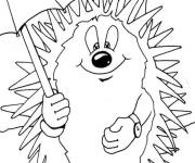 Coloriage H&eacute;risson ouvre son parapluie