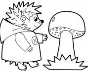 Coloriage H&eacute;risson portant une veste pendant l'automne