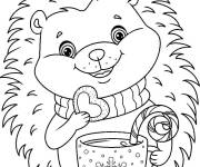 Coloriage H&eacute;risson pour Noel