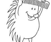 Coloriage H&eacute;risson qui brosse les &eacute;pines