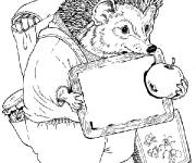 Coloriage H&eacute;risson rentre &agrave; l'&eacute;cole