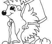 Coloriage H&eacute;risson se balade
