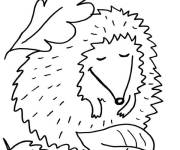 Coloriage H&eacute;risson se cache derri&egrave;re les feuilles