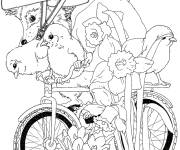 Coloriage H&eacute;risson sur un v&eacute;lo
