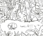 Coloriage Joli H&eacute;risson dans sa maison foret