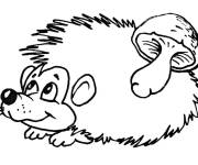 Coloriage Le H&eacute;risson a trouv&eacute; une champignon