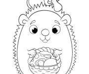 Coloriage Le H&eacute;risson apporte de la nourriture