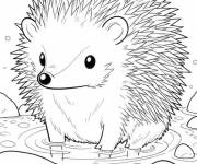 Coloriage Le h&eacute;risson dans le ruisseau