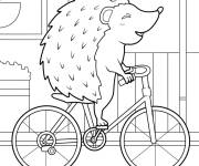 Coloriage Le joyeux H&eacute;risson &agrave; v&eacute;lo