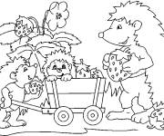 Coloriage Les H&eacute;rissons collectent les fraises