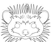 Coloriage Masque de H&eacute;risson &agrave; d&eacute;couper