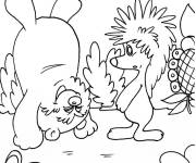 Coloriage Ours en jouant avec le H&eacute;risson