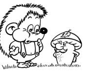 Coloriage Petit H&eacute;risson et le champignon moustachu