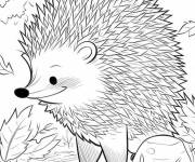 Coloriage Petit H&eacute;risson explorant les bois