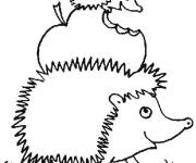 Coloriage Petit H&eacute;risson sur un gros H&eacute;risson