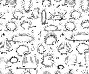 Coloriage Plusieurs H&eacute;rissons difficile