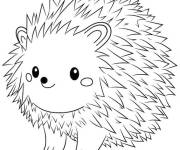 Coloriage Simple h&eacute;risson qui sourit gratuit