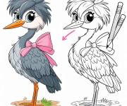 Coloriage Apprendre &agrave; colorier un h&eacute;ron de cartoon