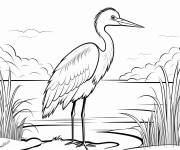 Coloriage &Eacute;l&eacute;gant h&eacute;ron bleu