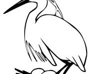 Coloriage H&eacute;ron avec des &oelig;ufs