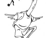 Coloriage H&eacute;ron en &eacute;coutant de la musique