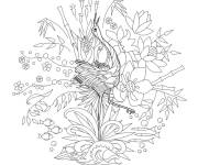 Coloriage H&eacute;ron en mandala d'arbre