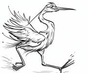 Coloriage H&eacute;ron en marche