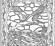 Coloriage H&eacute;ron en vitrail