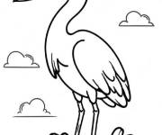 Coloriage H&eacute;ron prenant un bain de soleil
