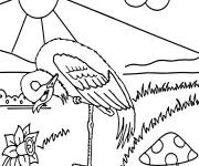Coloriage H&eacute;ron se nettoie