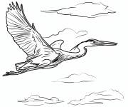 Coloriage H&eacute;ron volant dans le ciel