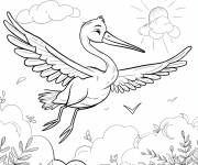 Coloriage H&eacute;ron volant pendant un jour ensoleill&eacute;