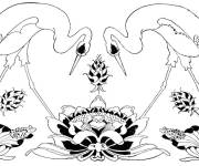 Coloriage H&eacute;rons avec des fleurs