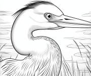 Coloriage Le regard s&eacute;rieux d'un h&eacute;ron